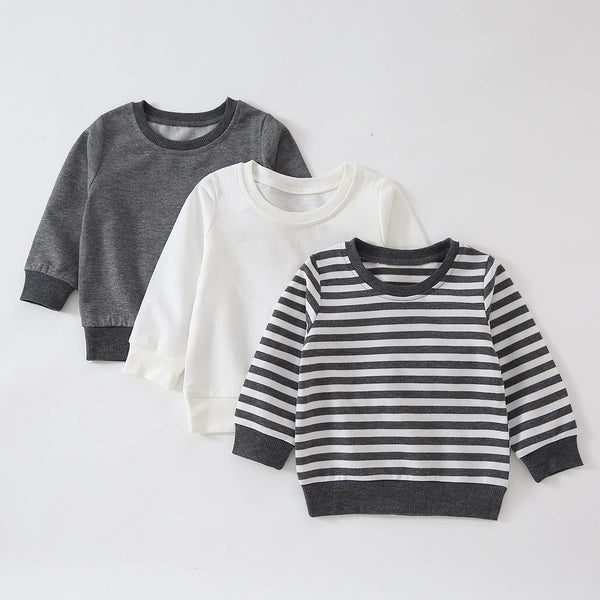 Frank Solid/Striped Crewneck Long-sleeve Pullover Sweater