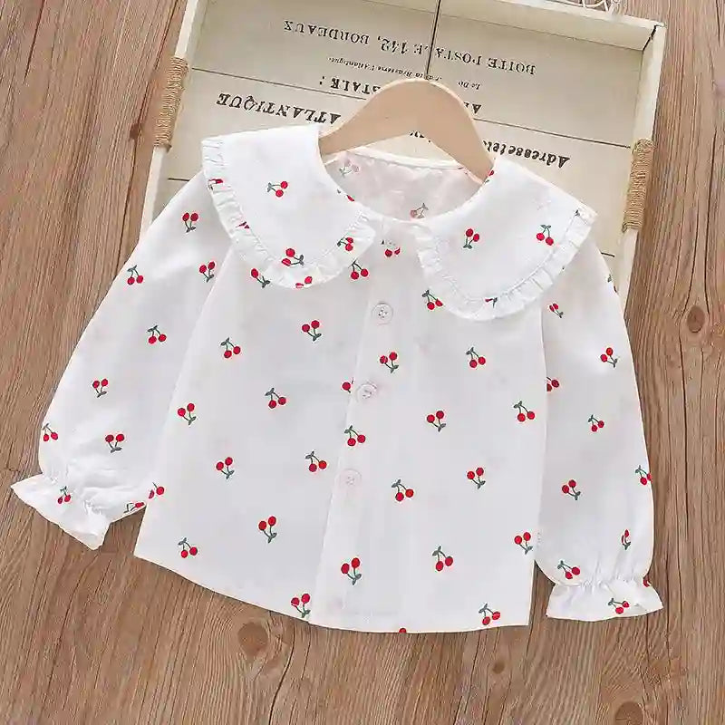 Sailyn Long-Sleeved Cotton Lapel Lace Top