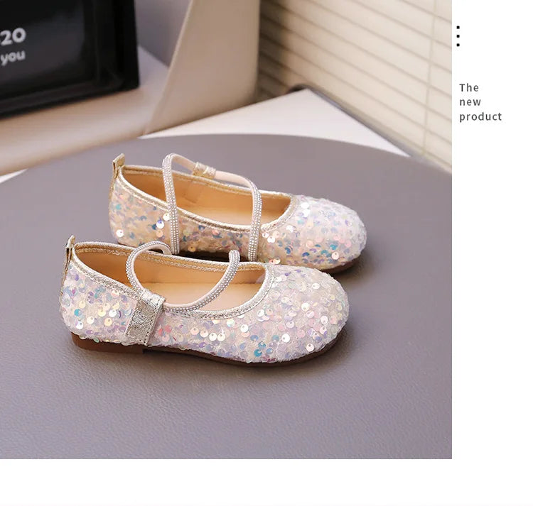 Fashion Girl Shoe 2025autumn New Sequined Princess Shoe Sweet Girl Party Dresses Soft Sole Kid Shoes Women Shoes Designer Shoes