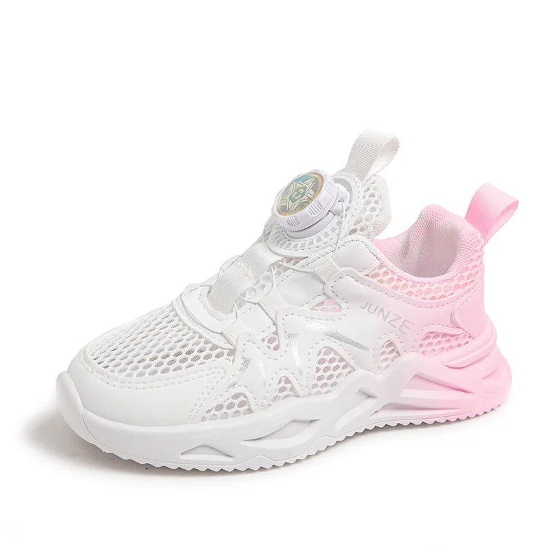 Girls Sports Shoes Pink Mesh Breathable Lightweight Running Shoes