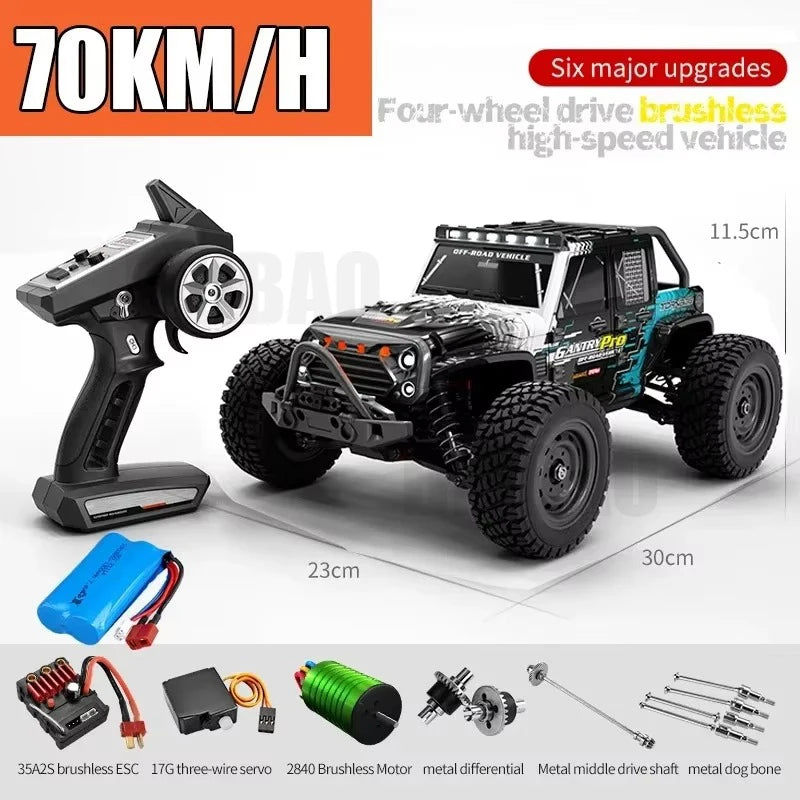Rc Cars 1/16 16103Pro 50km/h or 75km/h with LED  Brushless Moter 4WD Off Road 4x4 High Speed Drift Monster Truck Kids Toys Gift