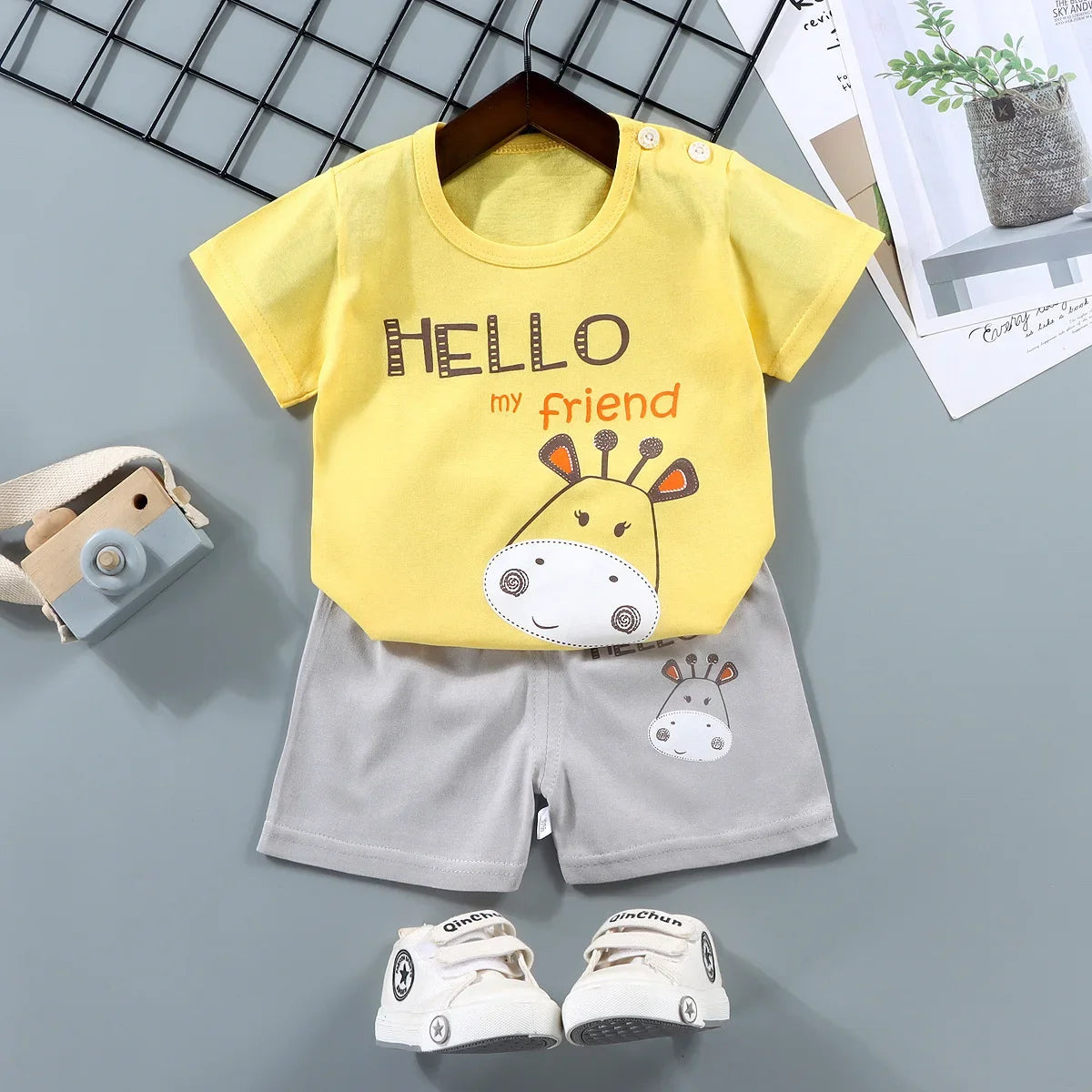 Boys Cotton T-shirt Shorts Set for Ages