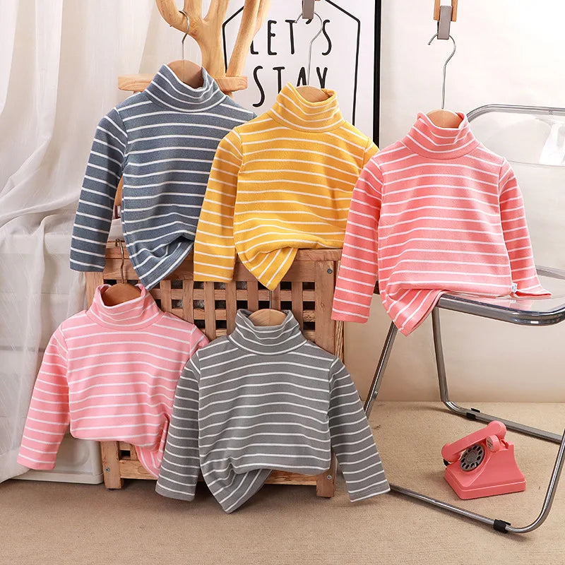 Rocio Striped High Collar Sweatshirt Top