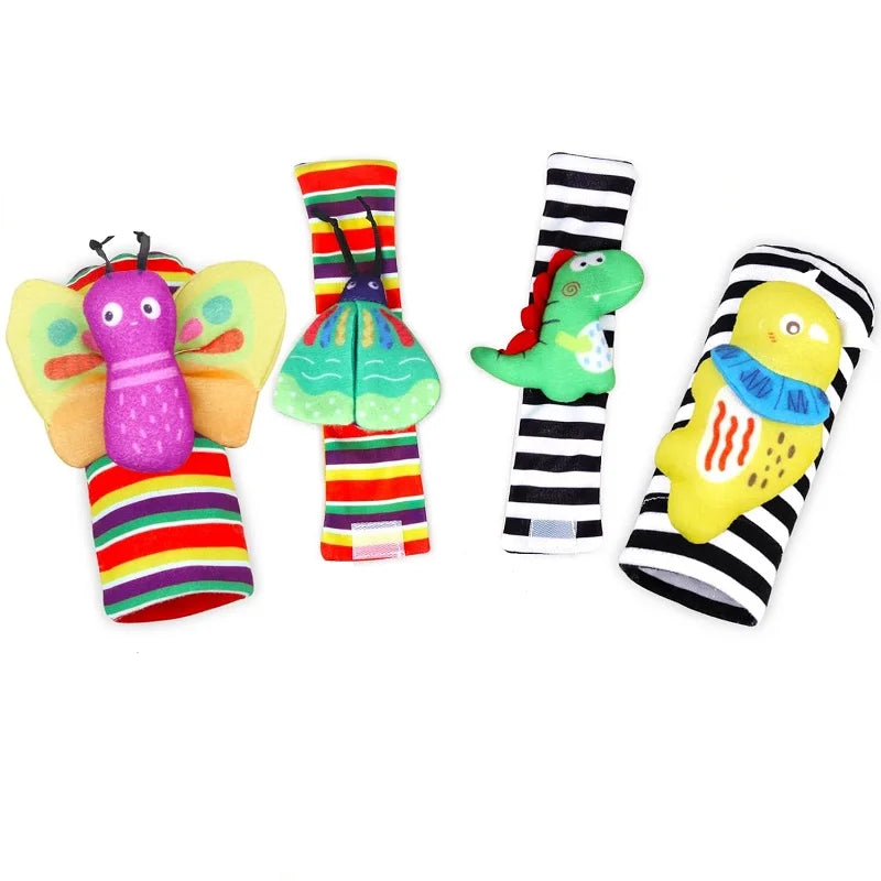 Baby Wrist Rattles Socks Newborn Animal Socks Infants Foot Finder 0-12 Months