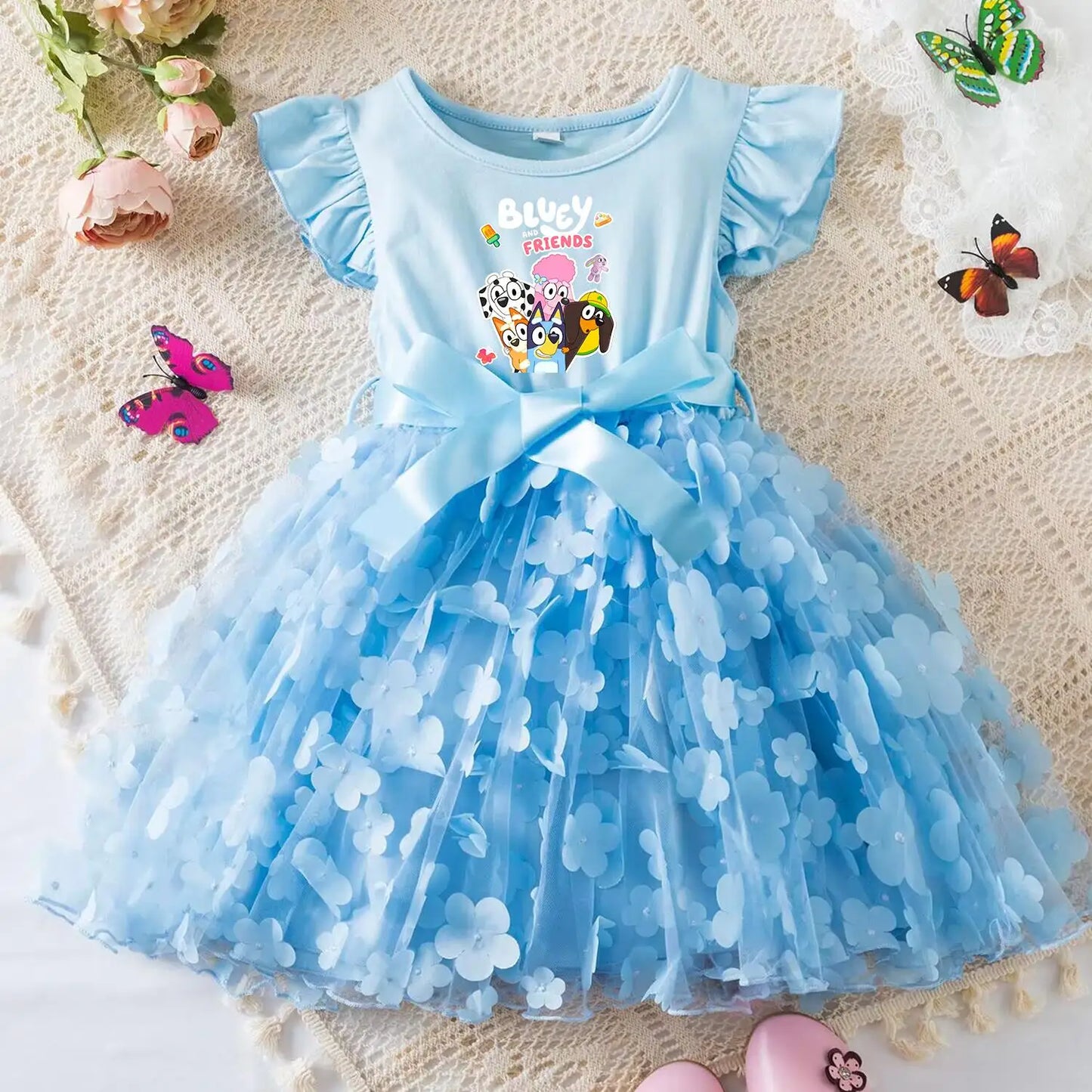 Girls Summer Dress with Butterfly for Ages 2-6