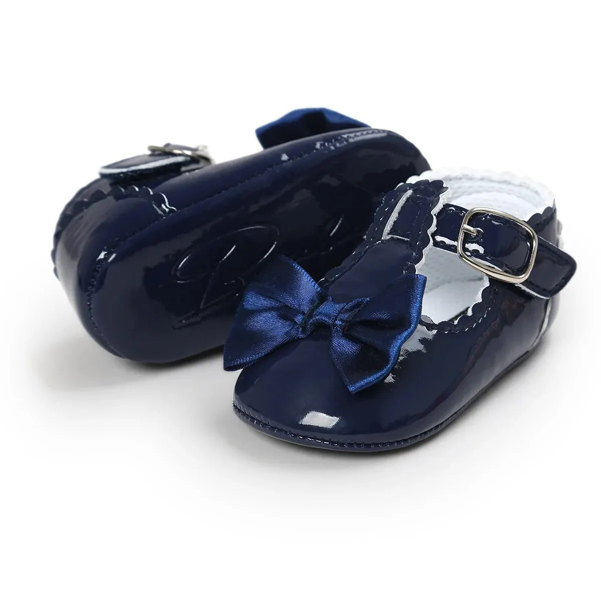 Meckior Baby Girls Shoes Classic Bowknot Rubber Sole Anti-slip PU Girls Dress Shoes