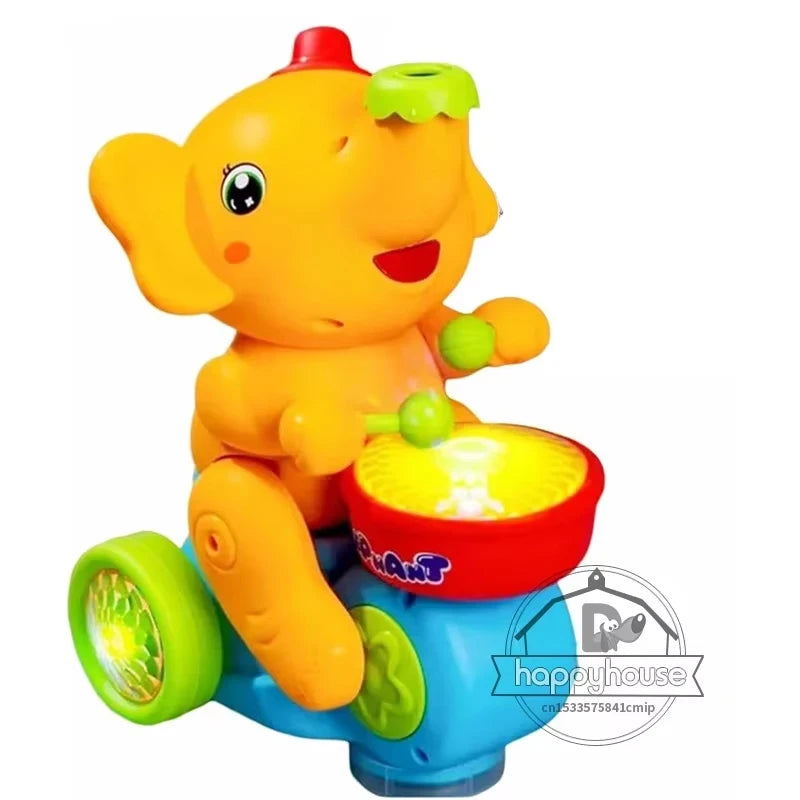 Musical Walking Elephant Drummer Toys for Kid  with LED Light Music Sensory