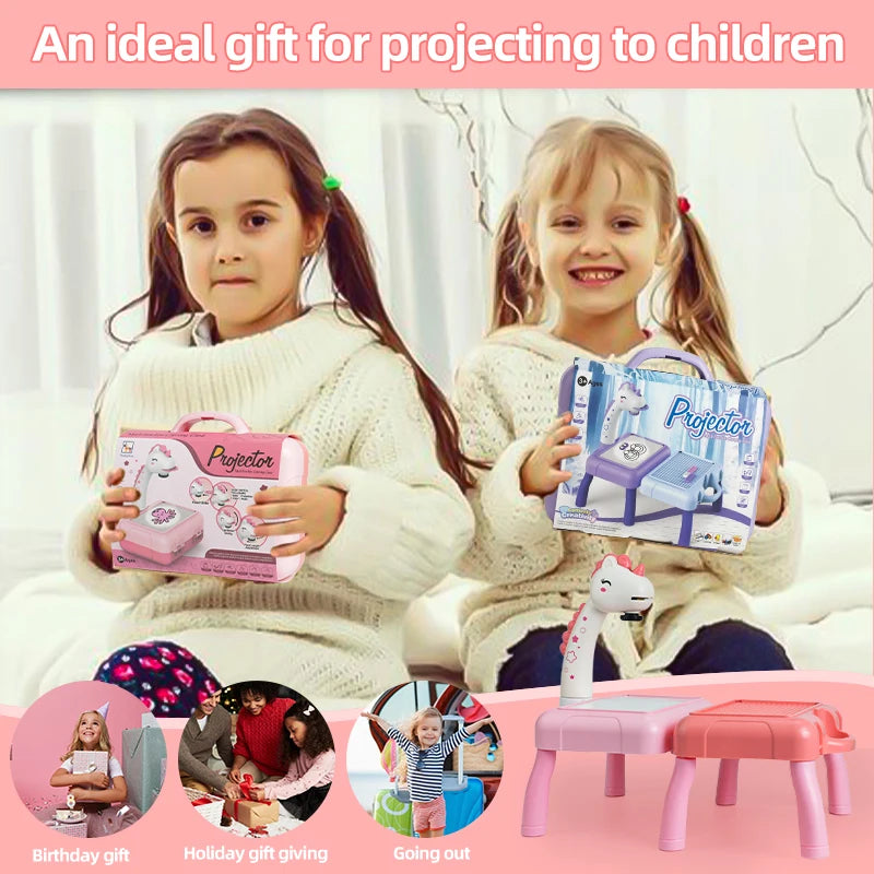 Drawing Projector for Kids, Mini Multi-Functional Writing Board Learning Drawing Educational Toys, Ideal Toy for 3+ Girls & Boys