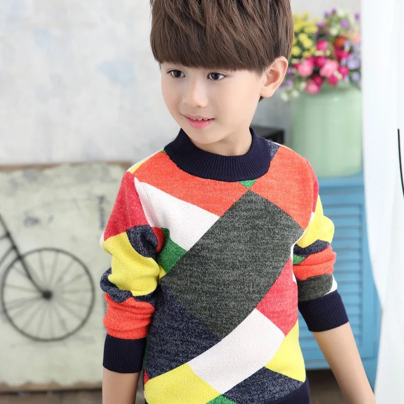 Fernelis Baby Striped Plaid Sweater