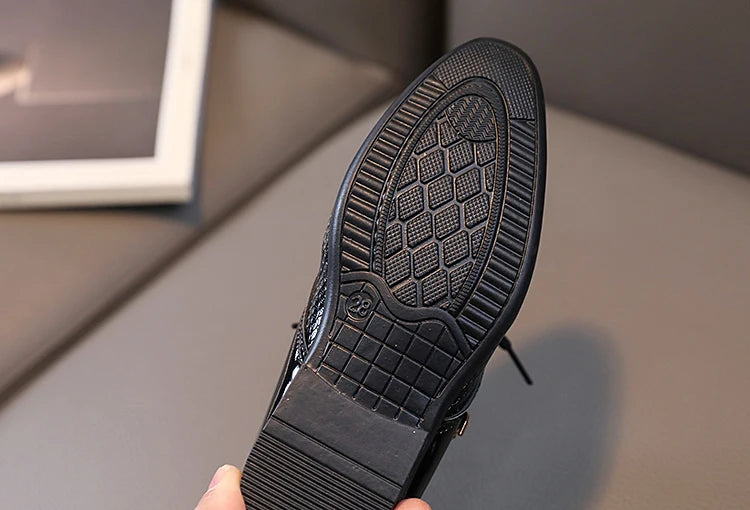 Boy Pointed Leather Shoes Children's British Black Shoes Students Leisure White Show Leather Shoes Boy' Shoes size 21-36