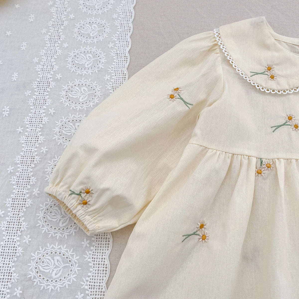 Spring Clothes Pastoral Baby Girls Dress Autumn Embroidery Cotton Floral Doll Dress