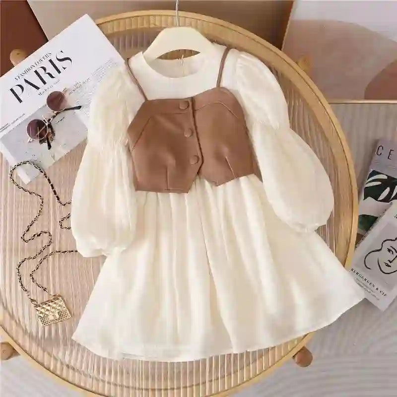 Rhea Girls Autumn Dresses - Vest and Long Sleeve Set