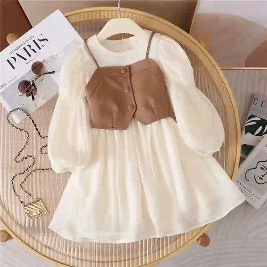 Rhea Girls Autumn Dresses - Vest and Long Sleeve Set