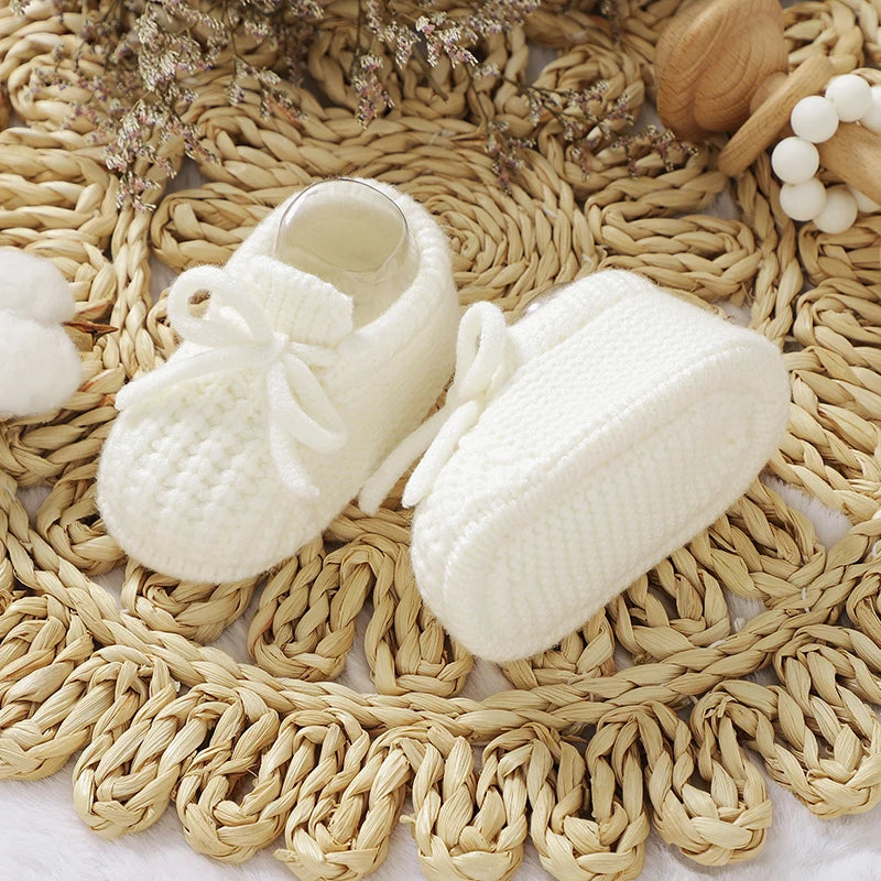 Baby Girls Shoes Hand Knitting Newborn Infant Boys Socks Booties 0-18m Soft Soled Anti-Slip Toddler Outdoor Indoor First Walkers