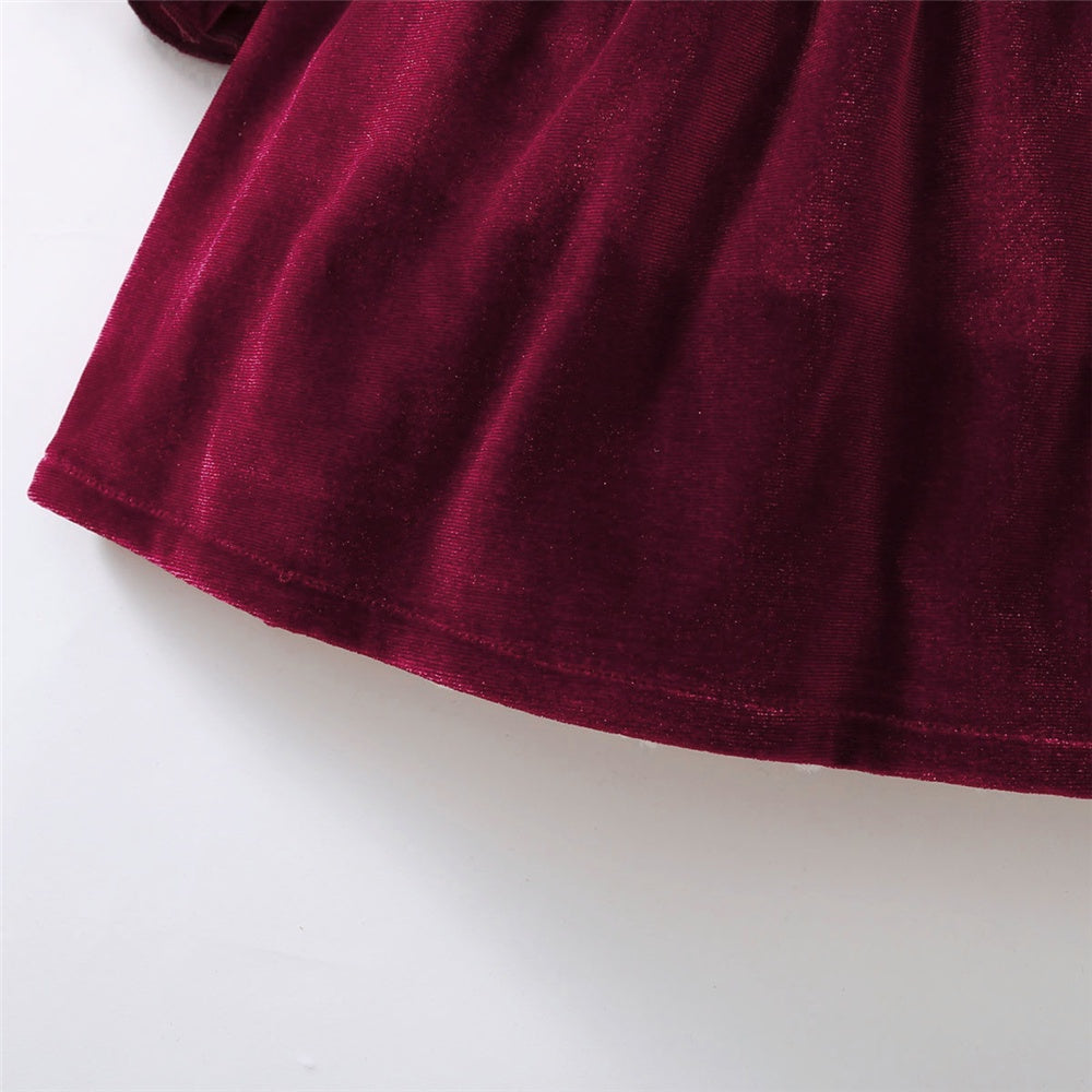 Party Skirt Baby Girl Long Sleeve Ruffle Satin Finish Dress