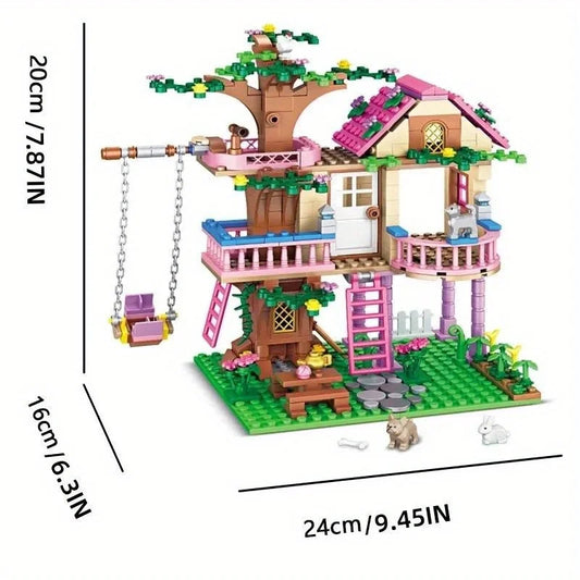 504pcs Friends City Tree House Summer Holiday Villa Castle Building Blocks Sets Figures Garden DIY Toys for Kids Girl Birthday
