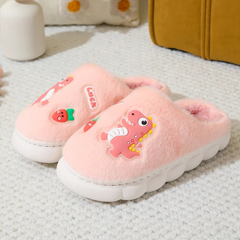 Nilda Cartoon Dino Warm Soft Cotton Slippers Ages 4-12