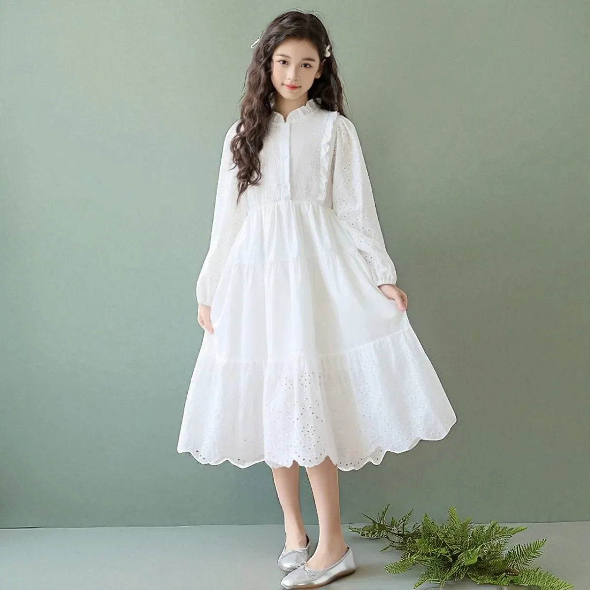 Girls outfits White Princess Dresses for Kids Party Maxi Dress