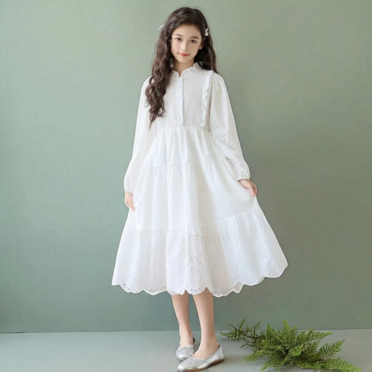Girls outfits White Princess Dresses for Kids Party Maxi Dress