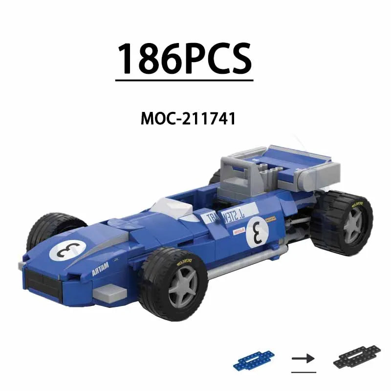 F1 Racing Car Building Blocks 8-Grid Racing Champion Vehicle (With Stickers) Children's Birthday Gift Christmas Toy Gift