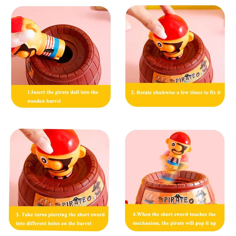 Funny Pirate Barrel Toy Sword Stab Jumping Pirate Game Board Children Halloween Toys Parent-child Interactive Toys for Kids Boys