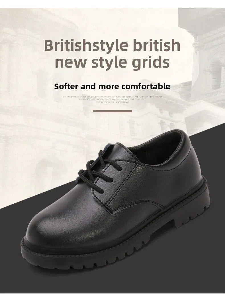 Boys Shoes Children Leather Shoes For Big Kids Teenagers Size 27-38 For Big Boy Formal Wedding Shoes British Style Simple Black
