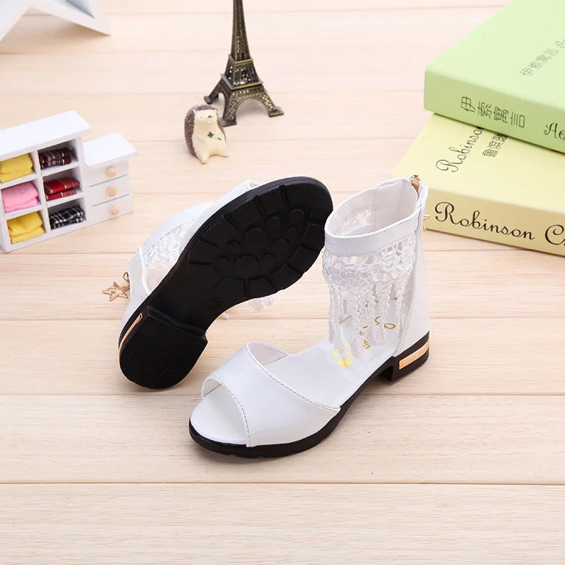Girl Shoes Sandalias Kid Shoe Kid Sandal Summer New Fashion Girls Princess Shoe Soft Sole Roman Shoes Student Sandals for Girls