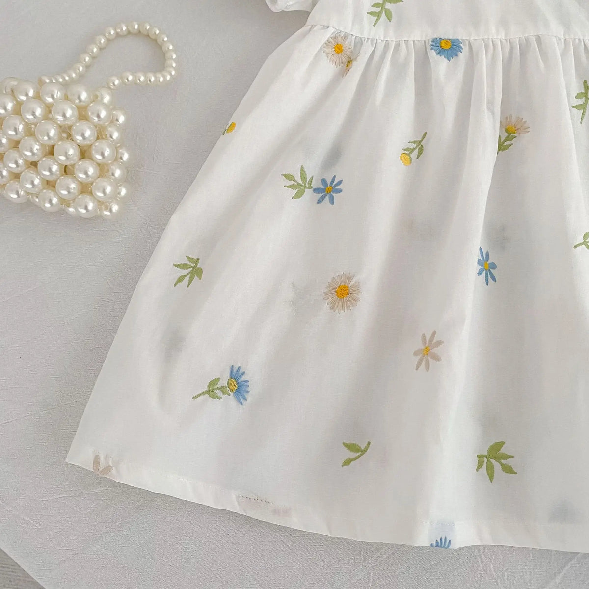 2026 Girls Dress Korean Edition Summer New 2-6Yrs Cotton Embroidered Flower Girls' Dress