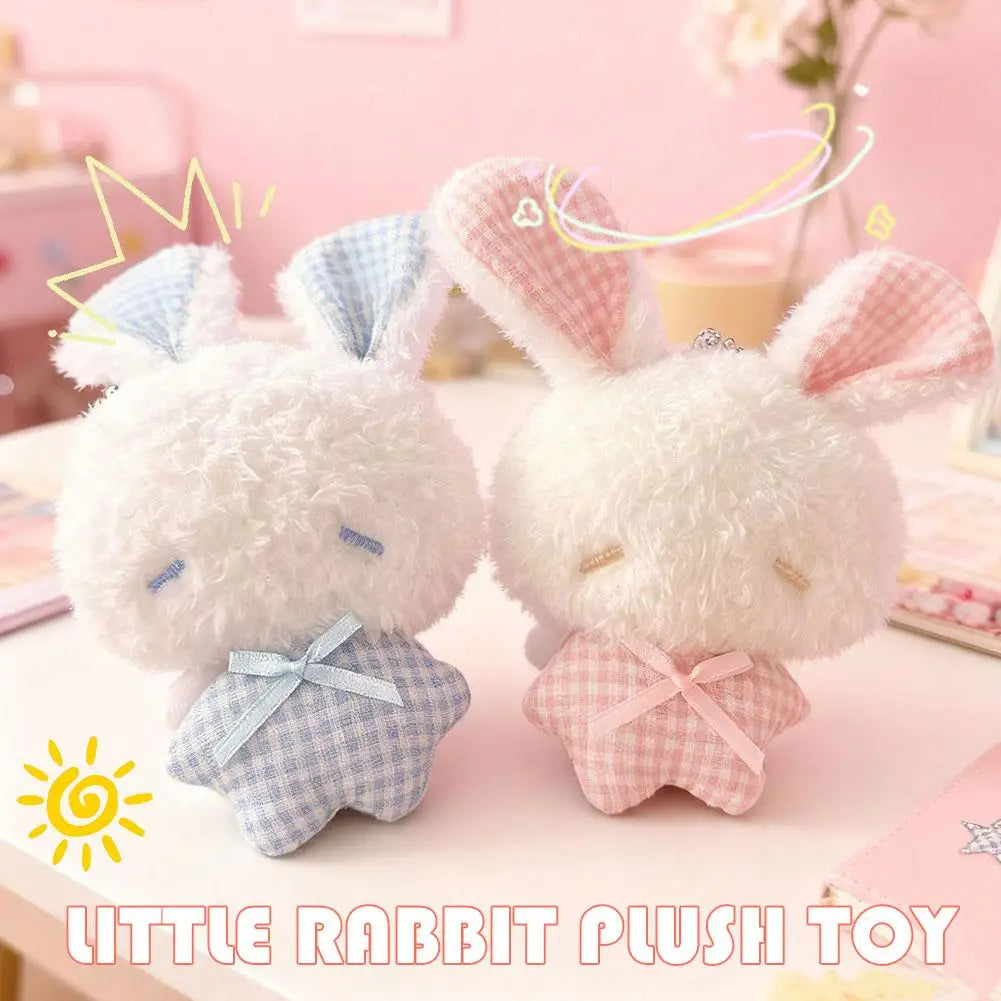 Kawaii Mini Bunny Plush Keychain Cute Angel Rabbit Stuffed Toy Soft Animal Bag Pendant Decor for Kids Girls Gift