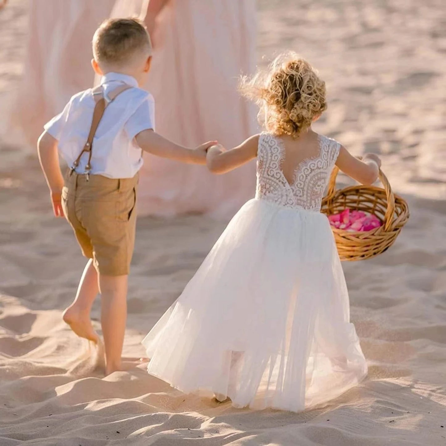 Princess Party Lace Flower Girl Dress Baby Kids Summer Wedding Birthday Dress