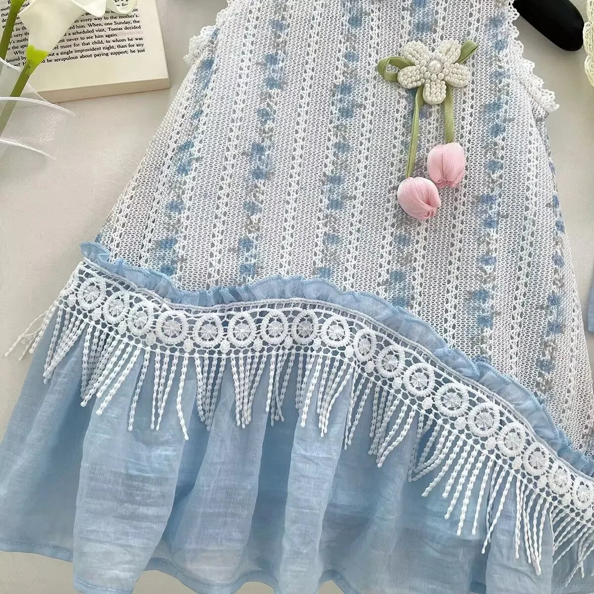 Girls Casual Dresses Enchanted Lace Sundress - Princess Vacation Gown for Girls