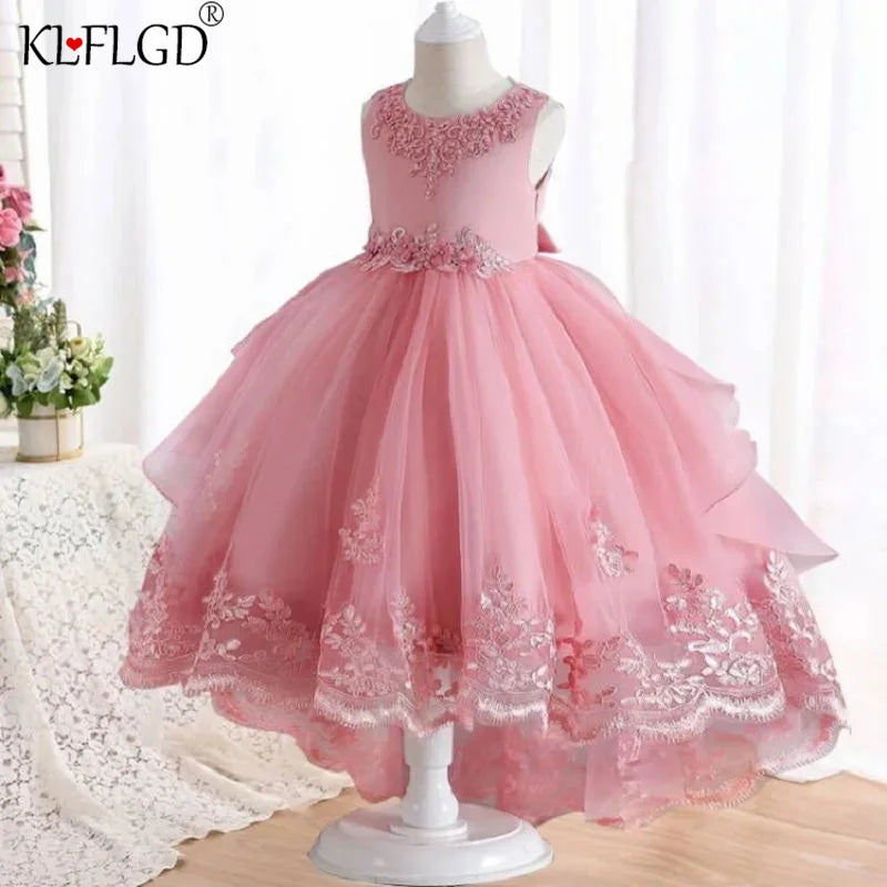 Children's Dress Girls' Open Back Lace Skirt Flower Girl Fashionable Wedding Dress