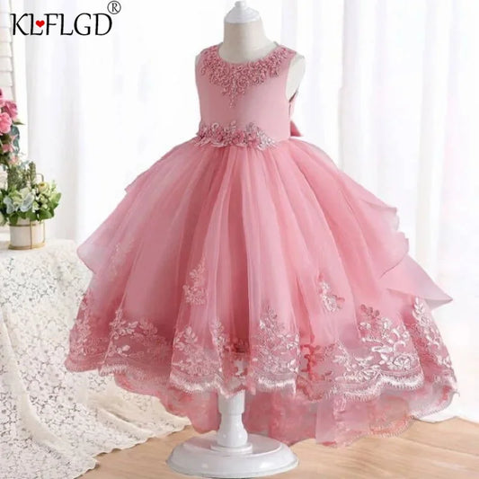 Children's Dress Girls' Open Back Lace Skirt Flower Girl Fashionable Wedding Dress
