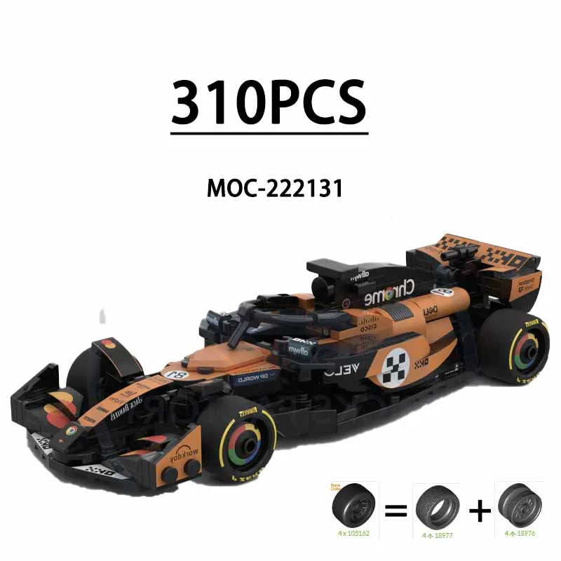 F1 Racing Car Building Blocks 8-Grid Racing Champion Vehicle (With Stickers) Children's Birthday Gift Christmas Toy Gift
