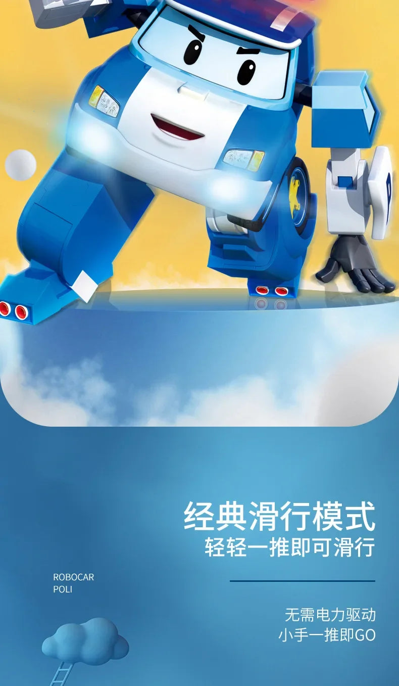 6pcs/set Cartoon Robocars Polis Action Figures Transformation