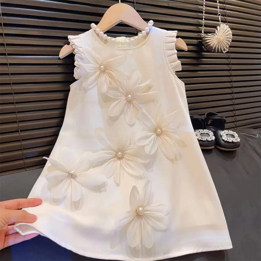 Bear Leader 2-7 Years Summer New 3D Flower Vest Dress