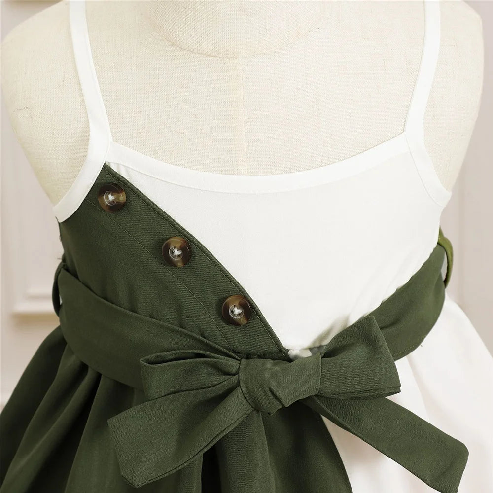 Mary Baby Girl Summer Daily Strap Color Matching Dress