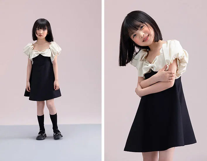 Young Girls New Design Dresses Two Ways To Wear Clothes 2025 Fashion Elegant Bow Patchwork High Grade Teen Girls Dress 5-14Years