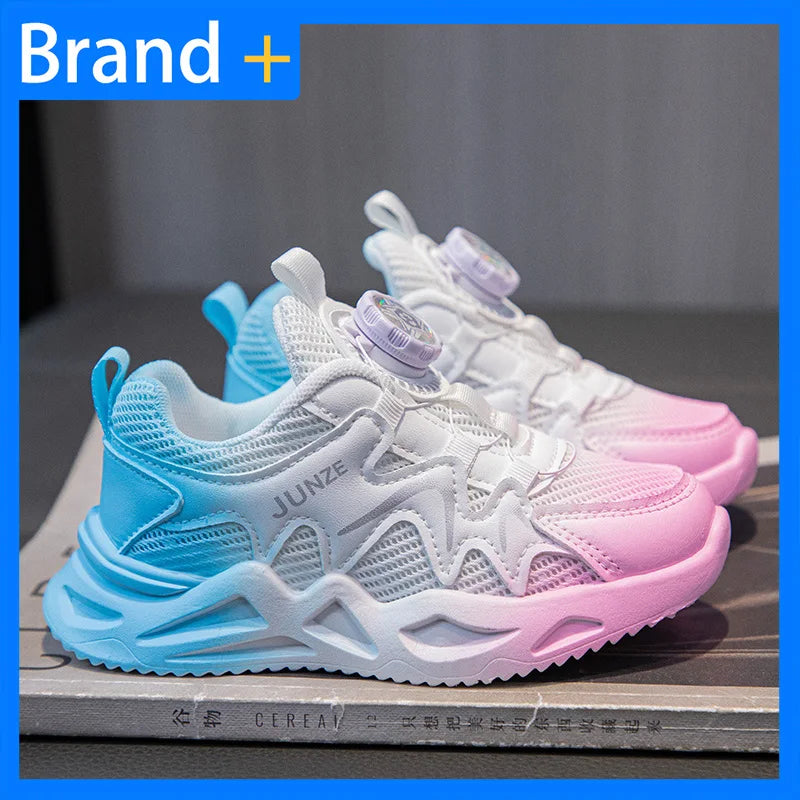 Girls Sports Shoes Pink Mesh Breathable Lightweight Running Shoes