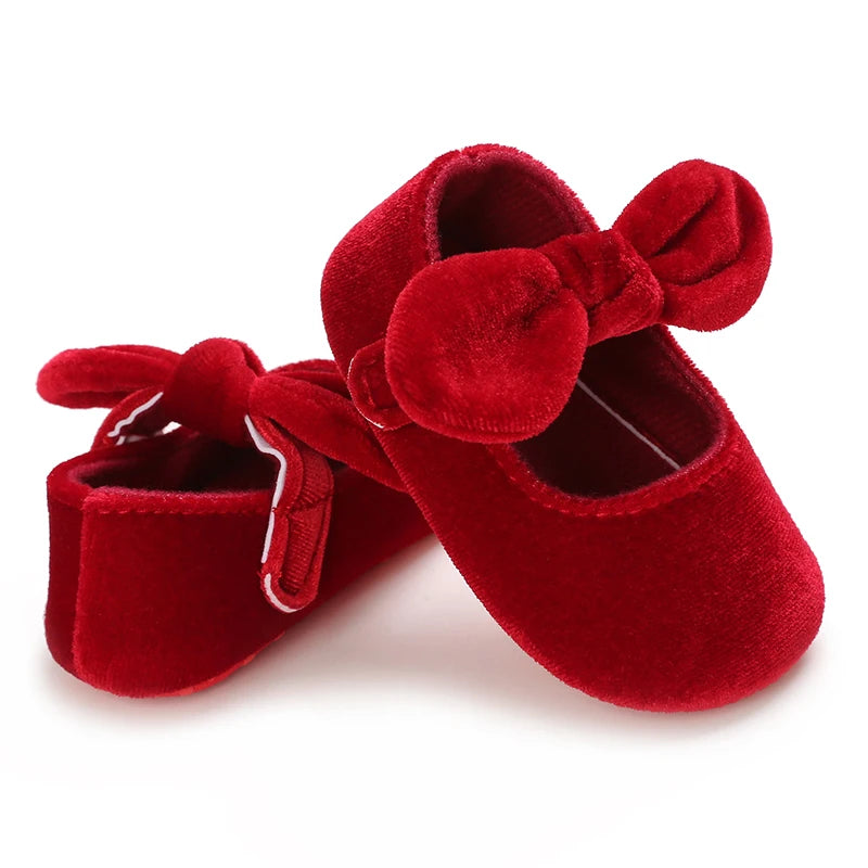 0-18M Newborn Infant Baby Girls Shoes Velvet Red Christmas 0-18M Princess Girl