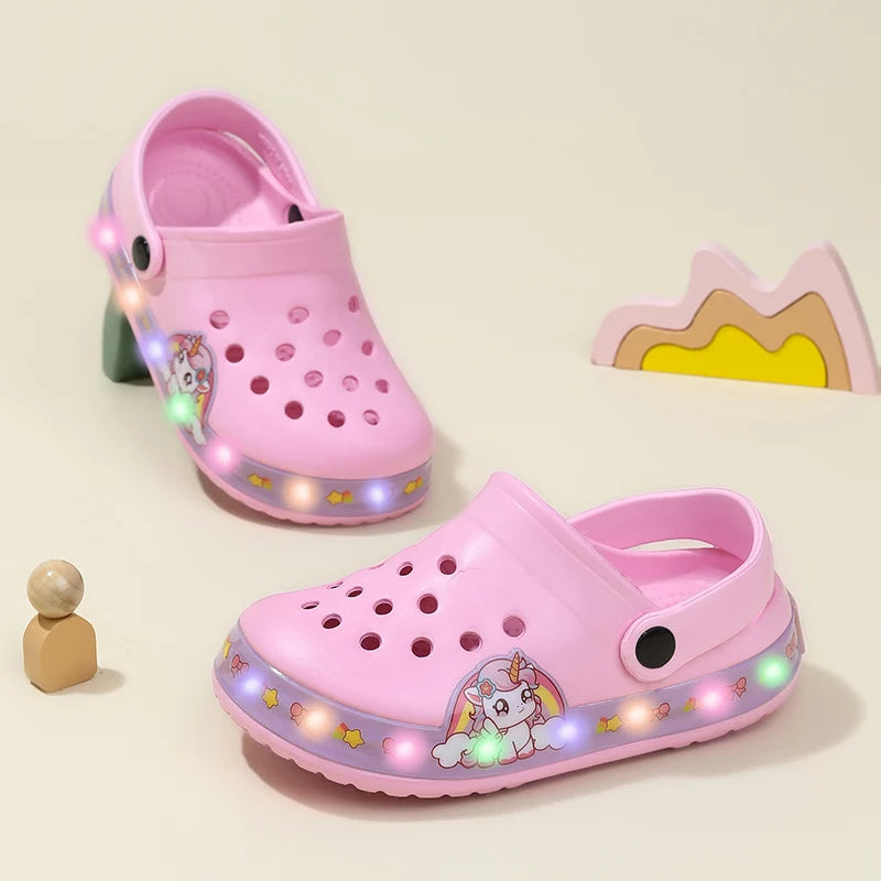 Pink Summer Kids Sandals with Cartoon Print
