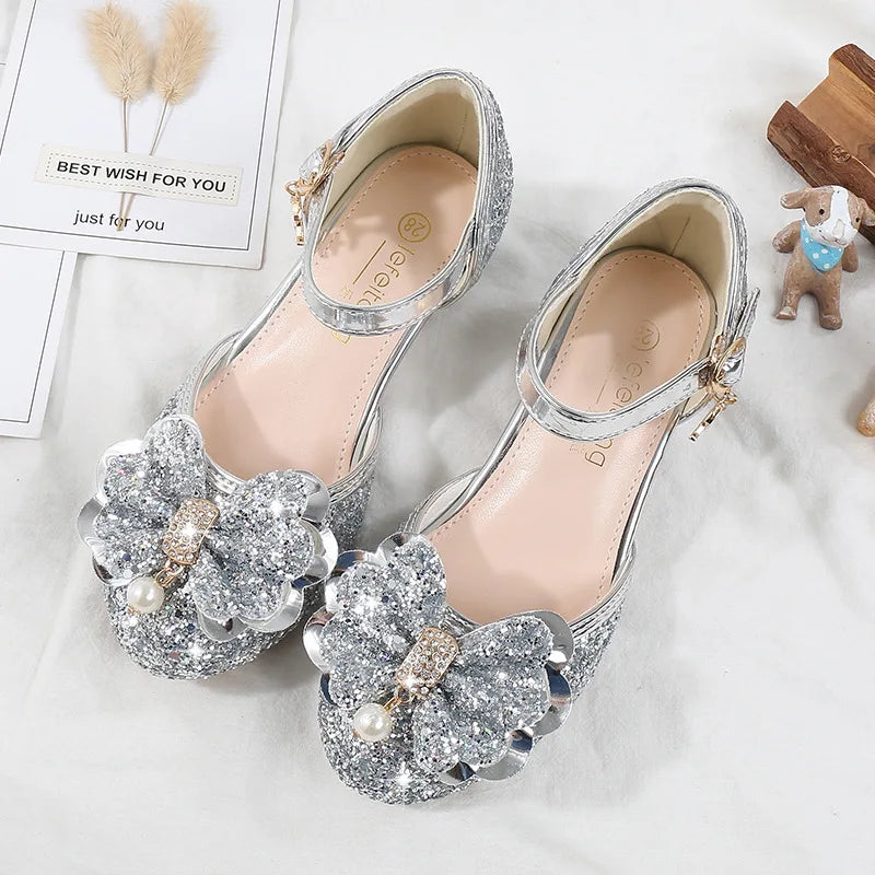Girls' High Heels Princess Shoes Children's Crystal Showway Performance Shoes