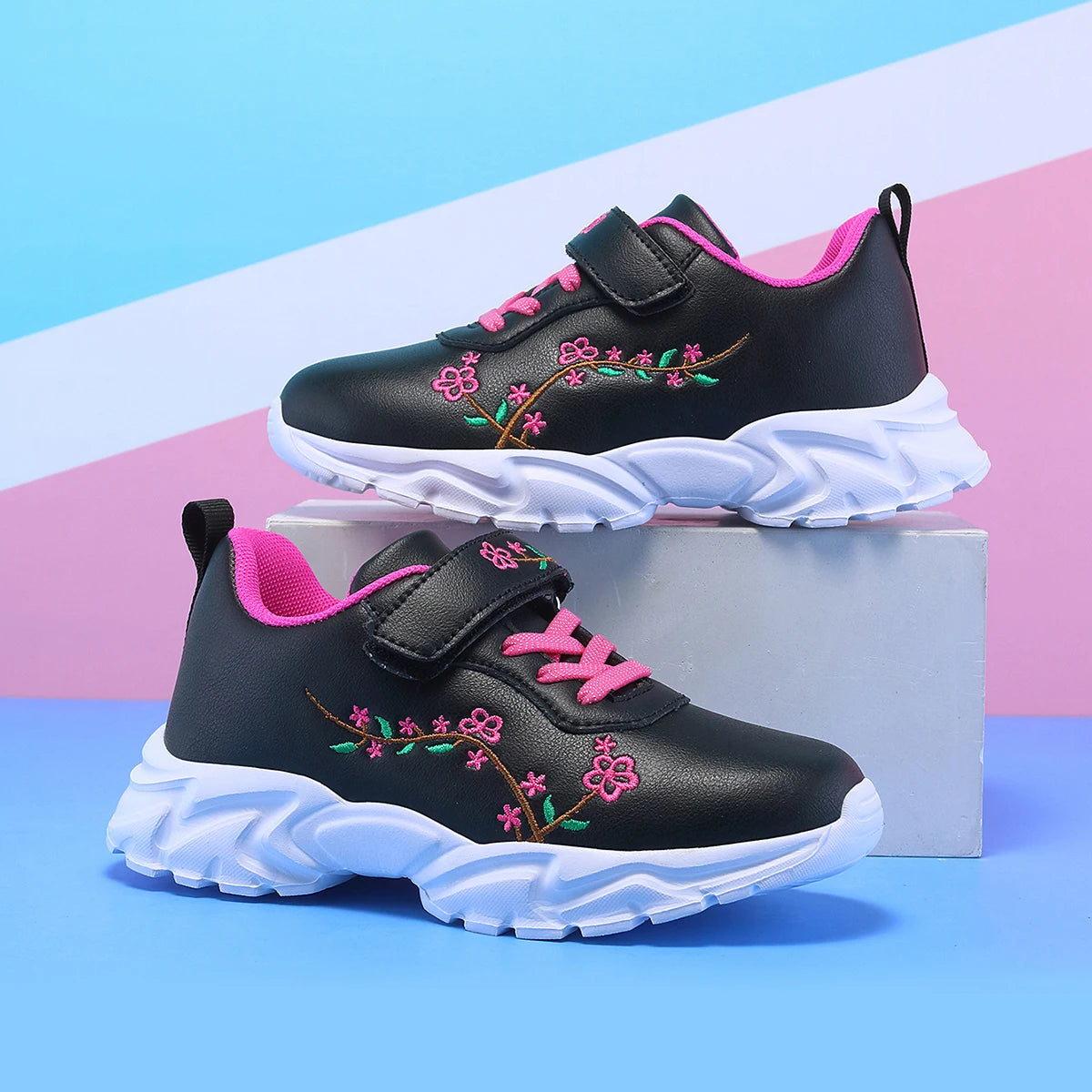 Girls' Fashionable Casual Sports Shoes, Children's Lightweight and Comfortable Running Shoes