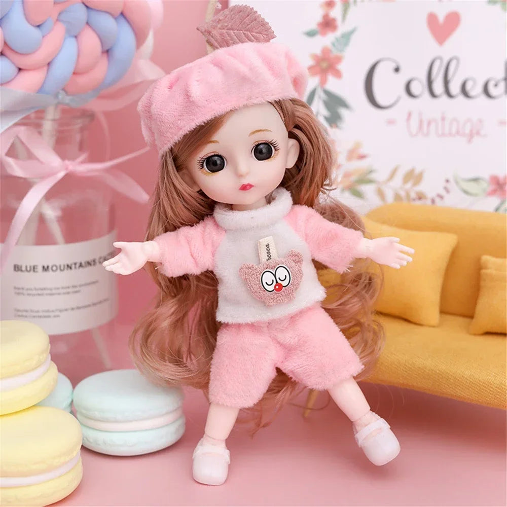 16cm 1/12 Girl Princess Doll BJD Doll with Clothes Shoes Movable 13 Joints Cute Sweet Face Child Gift DIY Dress Up Toys for Kids