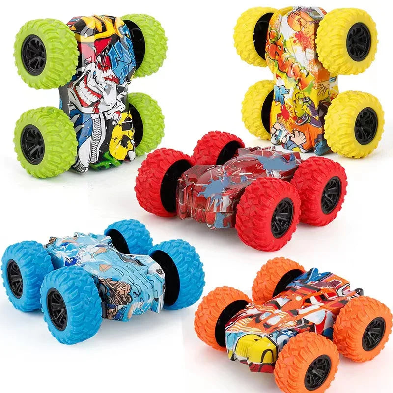 Mini Inertia Car Toys For Children Collision Automatic Turnover Double-Sided Running Car Toy