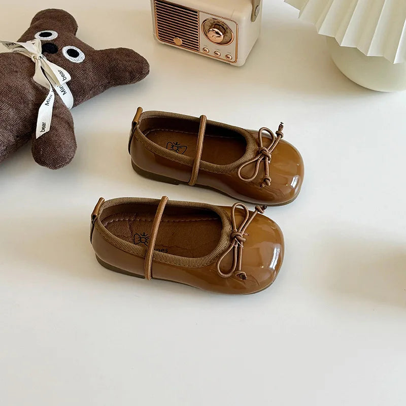 Girl Korean Version Mary Jane Slip-on Small Shoes 2024 Spring and Autumn New Soft Sole Bow Small Shoes