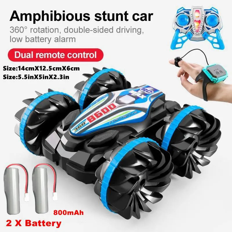 Amphibious RC Car Remote Control Stunt Car 4WD Drift Racing Off Road Waterproof 360° Rotation Stunt Crawler Vehicle Gift Boy Kid
