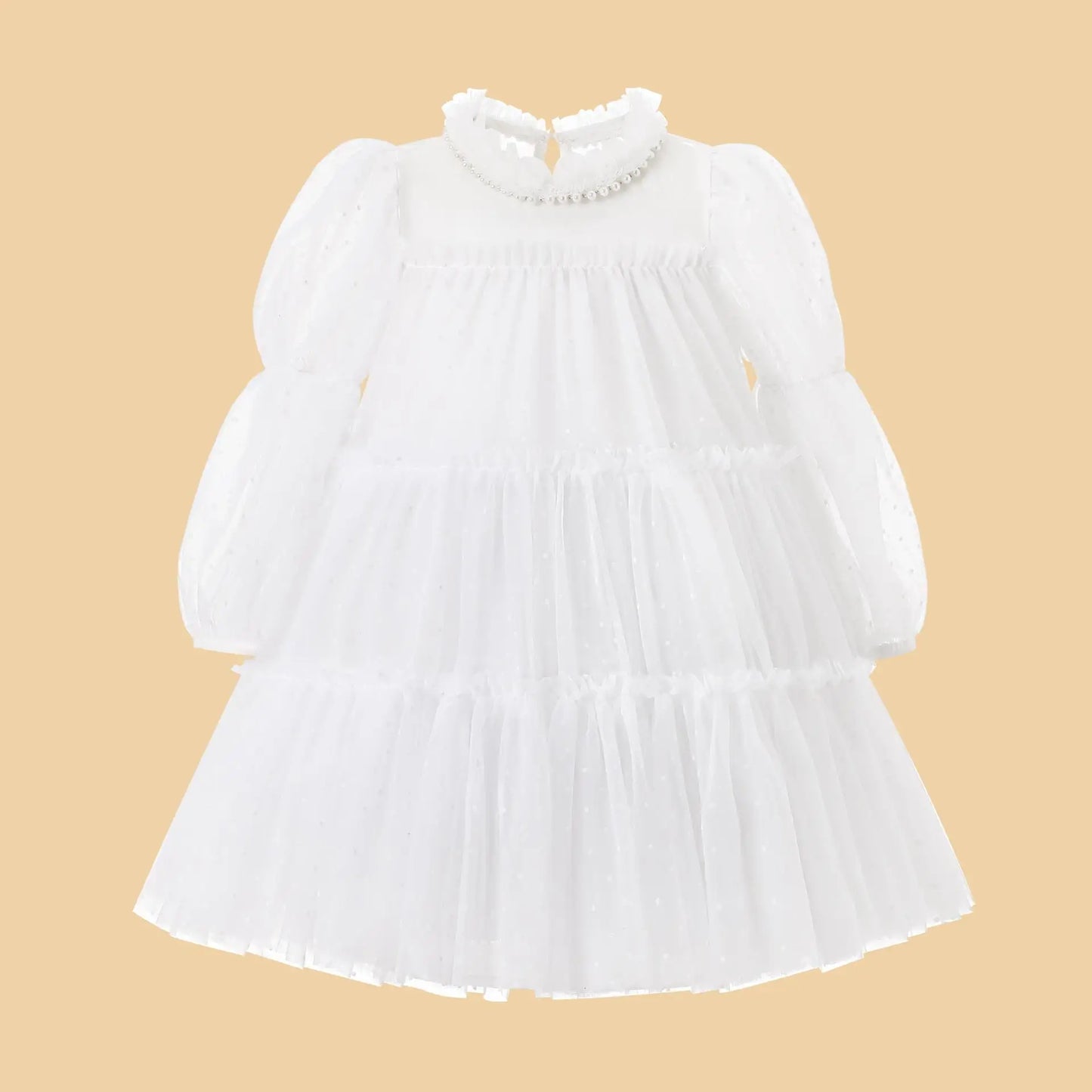 Girl Princess Dress 3 4 5 6 7years Round Collar Long Sleeves Baby Party Dress