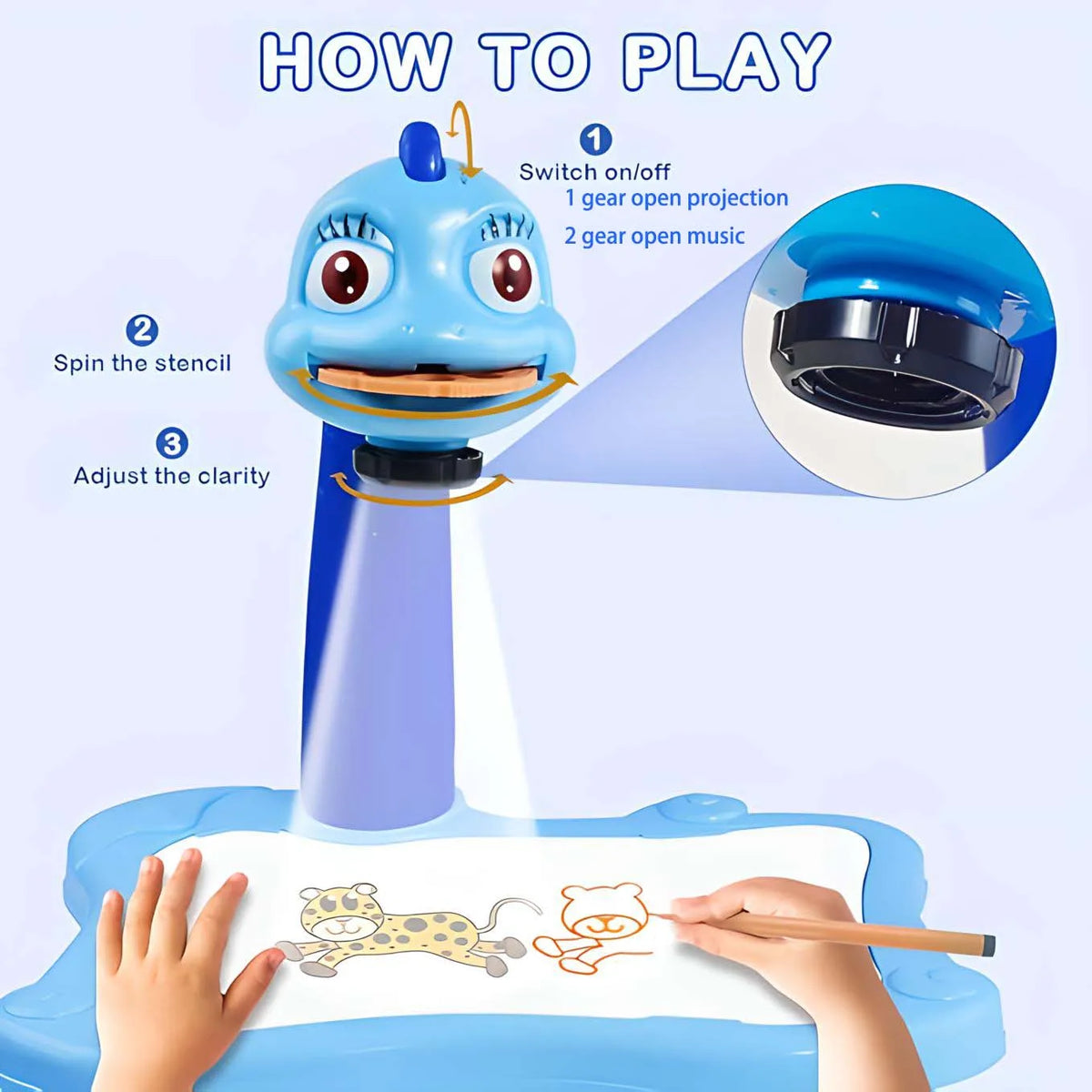 Drawing Projector for Kids, Mini Multi-Functional Writing Board Learning Drawing Educational Toys, Ideal Toy for 3+ Girls & Boys