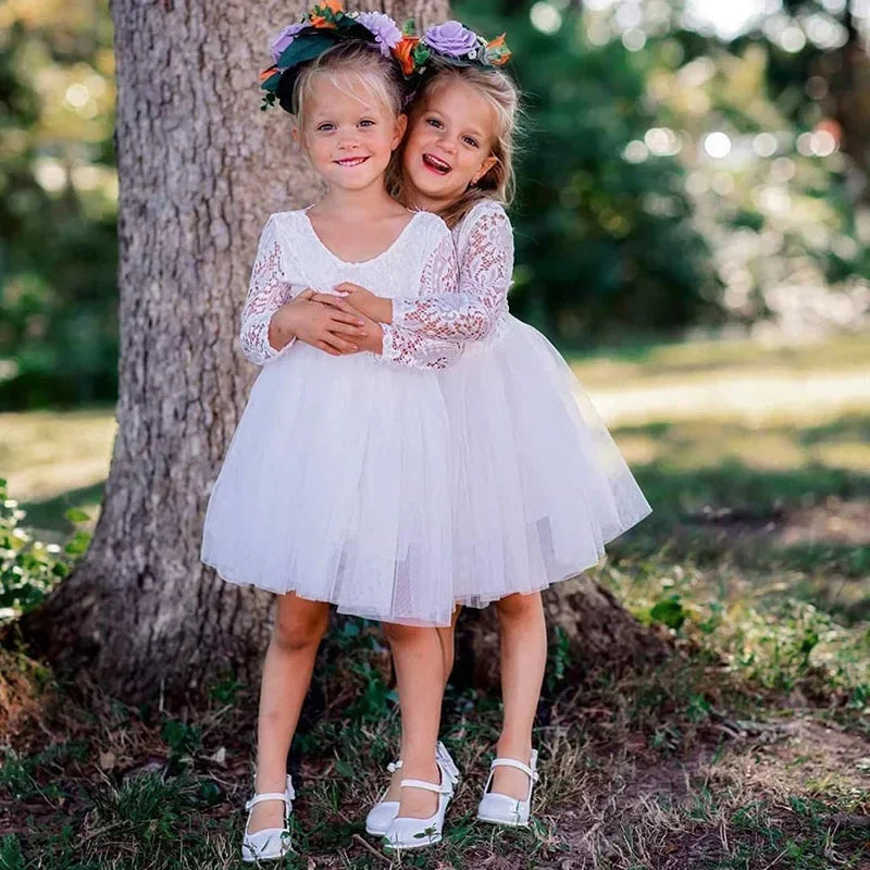 Elegant Festival Dress Lace Vacation Dress for Girls 6m To 12 Years Old